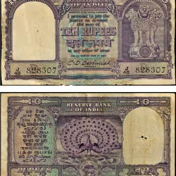 oldcoinwala 10 Rs 1 MOR C.D. Deshmukh Note Original Note Frame – Both-Side Display for Home Ancient Coin Collection image 3