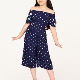 LIL DRAMA Girls Polka Dots Off-Shoulder Printed Culotte Jumpsuit-picture-6