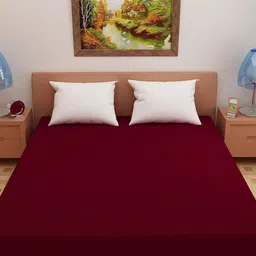 Adbeni Home Maroon Terry Cotton Waterproof Mattress Protector-image-52
