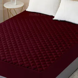 DREAM CARE Maroon Quilted 150 GSM Cotton Waterproof King Bed Mattress Protector-image-7