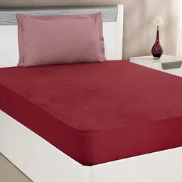 Comfowell Maroon Cotton Water Resistant King Fitted Mattress Protector-picture-22