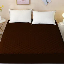DREAM CARE Coffee Brown Cotton Quilted Mattress Protector-image-83