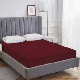 AVI Maroon Terry Cotton Waterproof Single Bed Mattress Protector-image-48