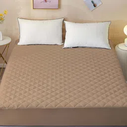DREAM CARE Beige Quilted 150 GSM Cotton Waterproof Queen Bed Mattress Protector-image-80