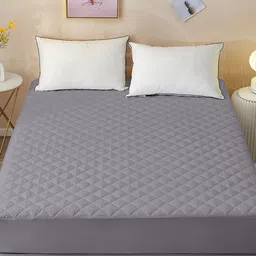 DREAM CARE Grey Quilted 150 GSM Cotton Waterproof Queen Bed Mattress Protector-picture-7