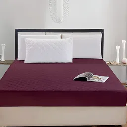 Comfowell Maroon Cotton Fitted King Size Waterproof Mattress Cover-image-70