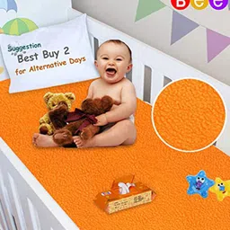 BeyBee Kids Pink & Peach-Coloured 3-Pieces Cotton Mattress Protector-image-14