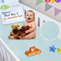 BeyBee Kids Blue Cotton Mattress Protector-picture-15