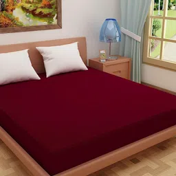 Adbeni HOME Terry Cortridge Maroon 200 GSM Waterproof Queen Size Mattress Protector-image-52