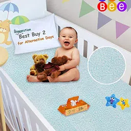 BeyBee Kids Blue & Purple 3 Pieces Cotton Waterproof & Anti-Dust Baby Dry Sheet-image-17