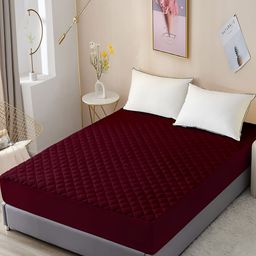 RF RELAXFEEL Maroon Polycotton Water Resistant Fitted King Mattress Protector-picture-38