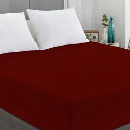 CHICERY Maroon Terry Cotton Breathable Mattress Protector-picture-32