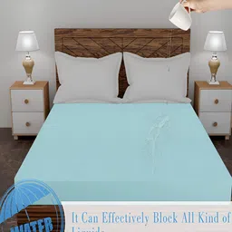 AJISH Turquoise Blue Terry Cotton 210 GSM Water Resistant Mattress Protector image 4