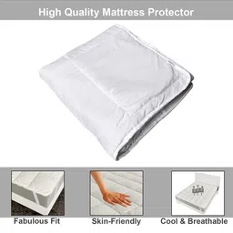 Kuber Industries White Breathable Cotton Double Bed Mattress Protector image 4