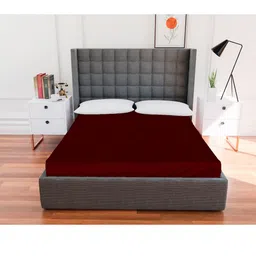 AVI Maroon Solid King Size Waterproof Mattress Protector image 3