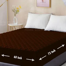 DREAM CARE Coffee Brown Cotton Quilted Mattress Protector image 4