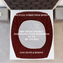 Comfowell Maroon Cotton Fitted King Water Resistant Mattress Protector image 4
