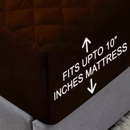 DREAM CARE Coffee Brown Cotton Quilted Mattress Protector image 3