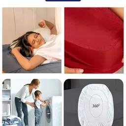 GADDA CO Maroon Terry Cotton Water Proof Elastic Fitted Single Bed Mattress Protector image 3