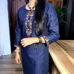 ascreation Women Embroidered Wool Straight Kurta image 1