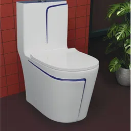 solano C02 Premium White Commode With So Blue Finishing Line And Round Flush Button Western Commode image 3