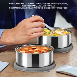 milton Daily Meal Lunch Box with Bag, 3 Containers 300 ml each & Tumbler 400 ml Grey 3 Containers Lunch Box image 4