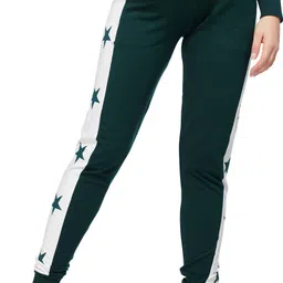 zeyo Women Printed Green Track Pants image 5