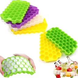rhhg e com Silicone Honeycomb Ice Cube Tray for Freezer 37 Cavity Ice Cube Flexible Tray@ Multicolor Silicone Ice Cube Tray image 3