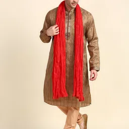 dupatta bazaar Pure Cotton Solid Red Men Dupatta image 2
