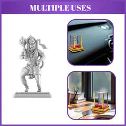 akshat sapphire 99.9% Pure Silver Lord Hanuman Idol with Acrylic Box for Pooja, office, Car Dash Decorative Showpiece - 3.8 cm image 3