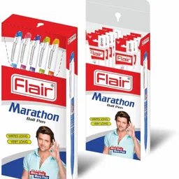 flair Marathon 0.7 mm Ball Pen Box Pack | Sleek Body With Metal Clip | Smooth Writing Ball Pen-picture-28
