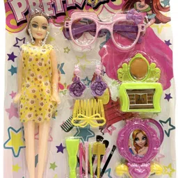 adfield one Combo Toy Set – Yellow Pretty Girl Beauty Set + Furniture Play Set with Doll image 4