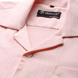 Hancock Men Self Design Cotton Stretch Cuban Collar Relaxed Fit Formal Shirt image 2