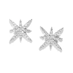 Carlton London Silver-Toned Rhodium-Plated CZ Stone-Studded Spiked Studs image 3