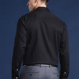 Hancock Men Self Design Cotton Stretch Cuban Collar Relaxed Fit Formal Shirt image 5