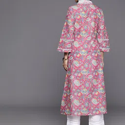 Varanga Floral Printed Flared Sleeves Pure Cotton  Kurta image 5