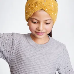 Bharatasya Girls Soft Knitted Warm Woolen Trendy Embellished Headband-image-58
