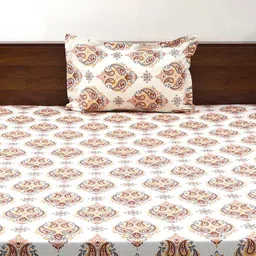 BOMBAY DYEING Cardinal Brown Floral Cotton 120 TC Single Bedsheet Set-1.5 m X 2.24 m image 2