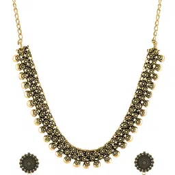 Yellow Chimes Oxidised Gold-Toned Kolhapuri Work Handcrafted Jewellery Set image 2