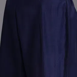 Inddus Women Navy Blue Printed Pleated Gotta Patti Kurta with Trousers & With Dupatta image 3