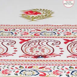 URBAN SPACE Serene White & Pink Floral Cotton 200 TC King Bedsheet With 2 Pillow Covers image 3