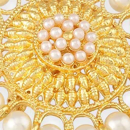 AccessHer Gold-Plated & White Pearl Embellished Swan-Shaped Brooch image 4