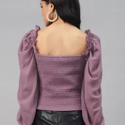 plusS Tranquil Lavender Solid Ruffled Top image 4