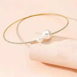 LUCKY JEWELLERY Gold-Plated Cubic Zirconia-Studded & Beaded Jewellery Set image 3