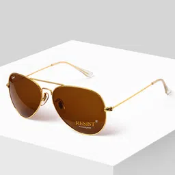 RESIST EYEWEAR Unisex Aviator Sunglasses with UV Protected Lens AIRGOLDBROWN image 1