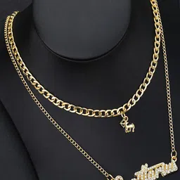 Jewels Galaxy Gold-Plated Sagittarius Zodiac Stone-Studded Layered Necklace image 1