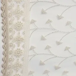 Ethnovog Off White  Turquoise Blue Embroidered Sequinned Made to Measure Lehenga  Blouse With Dupatta image 5