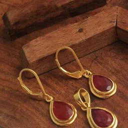 arisha silver Women Gold-Plated Silver Pendant & Earrings Set-picture-33
