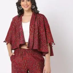 svrnaa by azorte Women Printed Rogan Shrug with Tassels-picture-22