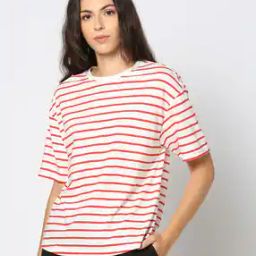 teamspirit Women Striped Regular Fit Round-Neck T-Shirt-picture-25
